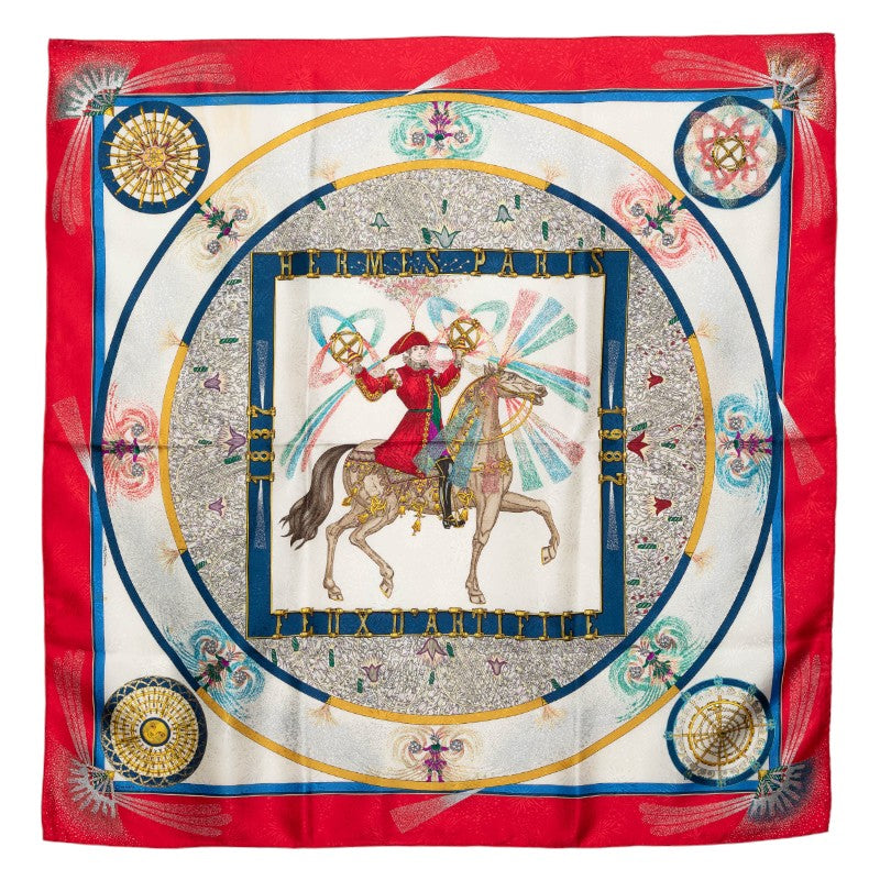 エルメス カレ90 FEUX D’ARTIFICE 技巧の火 スカーフ レッド マルチカラーレッドレッド シルク レディース HERMES 【中古】
