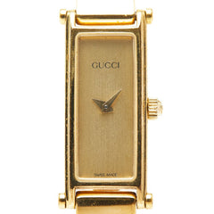 グッチ ロゴ バングル ウォッチ 腕時計 1500L クオーツ ゴールド文字盤 ステンレススチール メッキ レディース GUCCI 【中古】