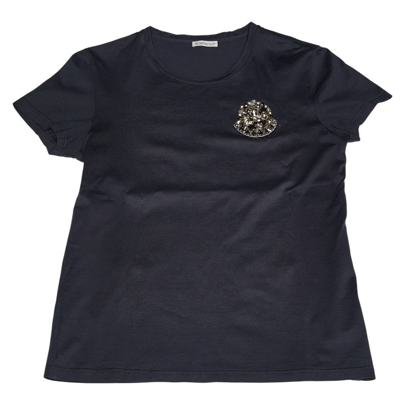 モンクレール 半袖 Tシャツ サイズL ブラック コットン ビジュー レディース MONCLER 【中古】