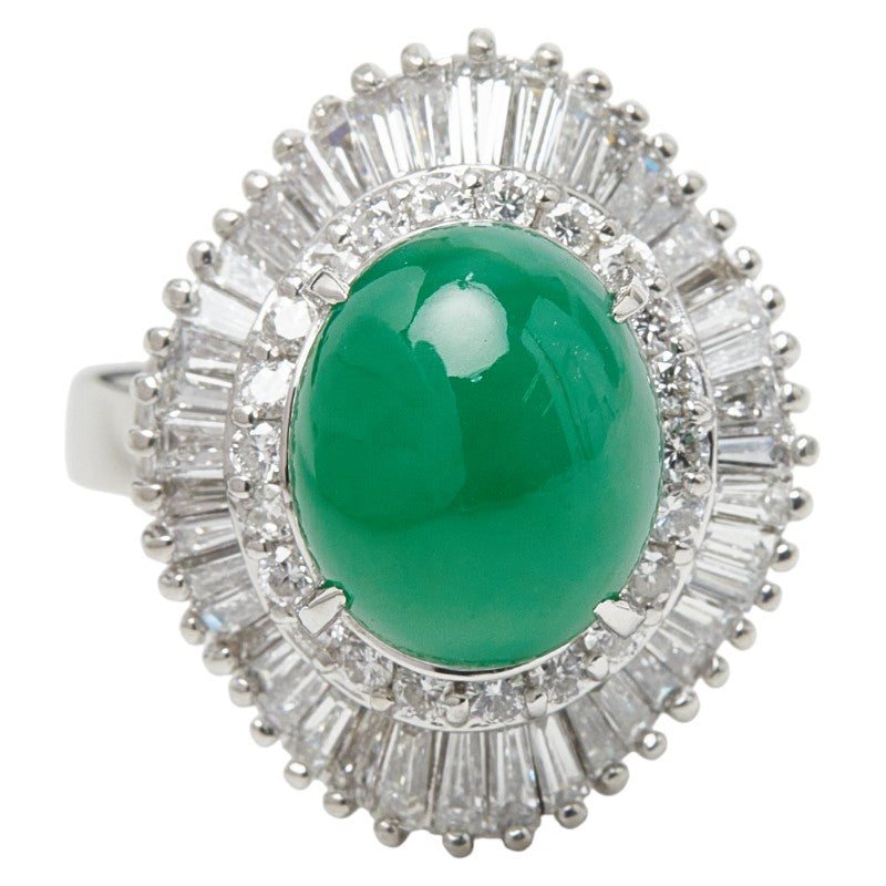 Pt900 プラチナ ヒスイ4.031ct ダイヤ1.12ct リング 指輪 レディース 10号 【中古】