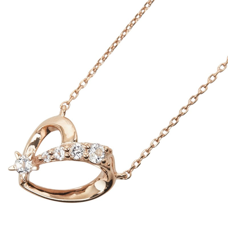 スタージュエリー K10PG ピンクゴールド トパーズ ハートモチーフ ペンダント ネックレス レディース STAR JEWELRY 【中古】