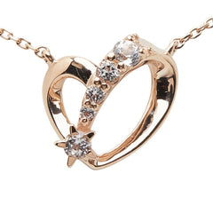 スタージュエリー K10PG ピンクゴールド トパーズ ハートモチーフ ペンダント ネックレス レディース STAR JEWELRY 【中古】