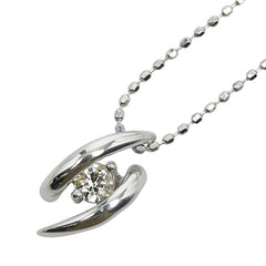 K14WG ホワイトゴールド ダイヤ0.10ct ペンダント ネックレス レディース 【中古】