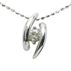 K14WG ホワイトゴールド ダイヤ0.10ct ペンダント ネックレス レディース 【中古】