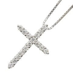 Pt900 プラチナ Pt850 プラチナ ダイヤ1.00ct クロスモチーフ ネックレス レディース 【中古】