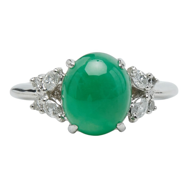 Pt900 プラチナ ヒスイ3.49ct ダイヤ0.27ct リング 指輪 レディース 9号 【中古】