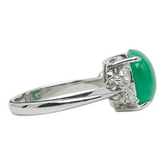 Pt900 プラチナ ヒスイ3.49ct ダイヤ0.27ct リング 指輪 レディース 9号 【中古】