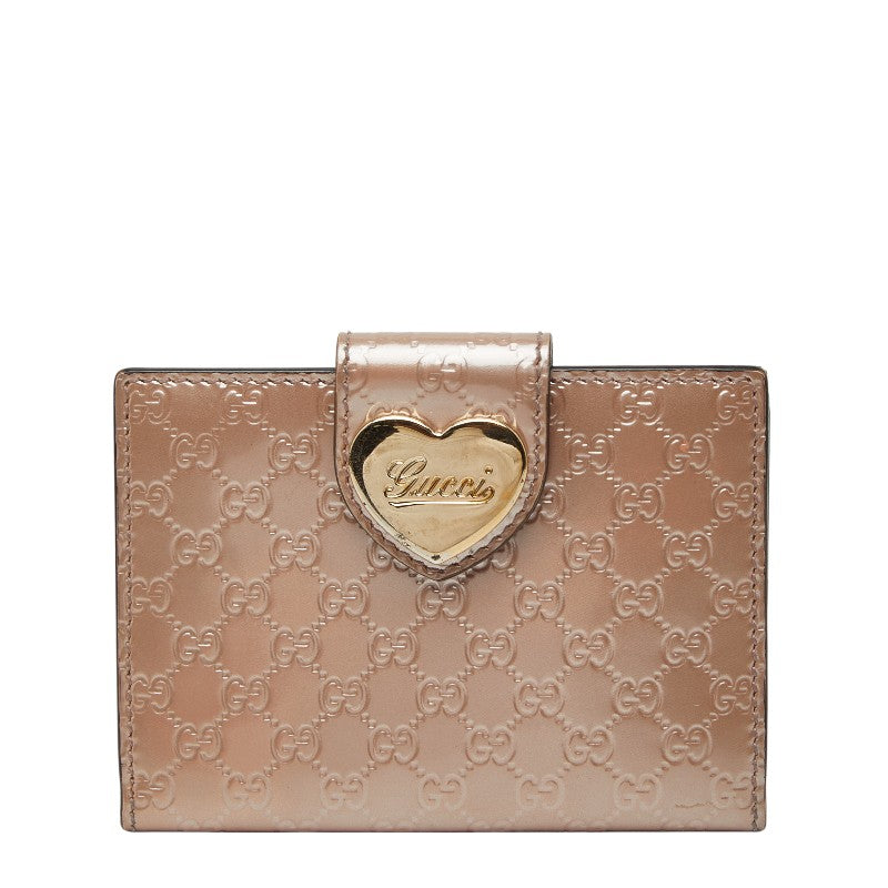 グッチ マイクログッチシマ ハート カードケース パスケース 224261 ピンク エナメル レディース GUCCI 【中古】