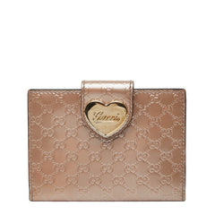 グッチ マイクログッチシマ ハート カードケース パスケース 224261 ピンク エナメル レディース GUCCI 【中古】