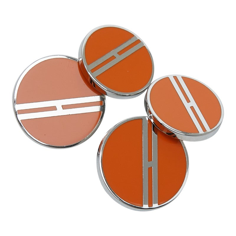 エルメス Hロゴ カフス シルバー オレンジ メタル メンズ HERMES 【中古】