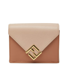 フェンディ FFダイヤモンド 三つ折り財布 8M0480 ピンク レザー レディース FENDI 【中古】