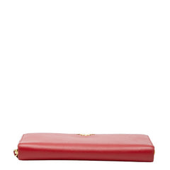 プラダ ラウンドファスナー 長財布 レッド サフィアーノレザー レディース PRADA 【中古】