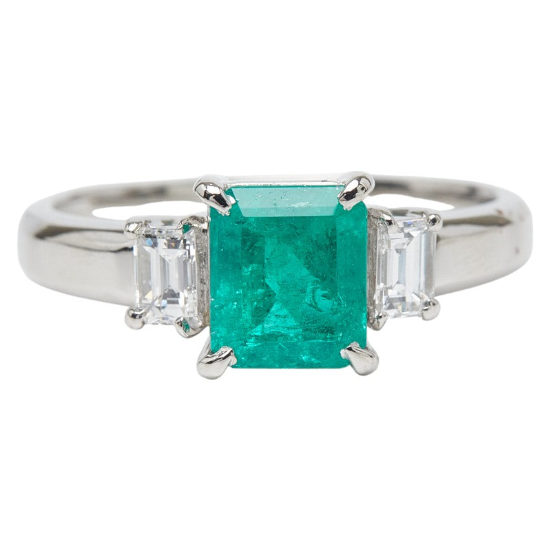 Pt900 プラチナ エメラルド1.20ct ダイヤ0.32ct リング 指輪 レディース 12.5号 【中古】