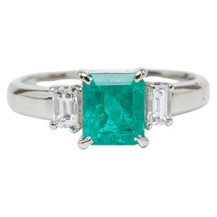 Pt900 プラチナ エメラルド1.20ct ダイヤ0.32ct リング 指輪 レディース 12.5号 【中古】