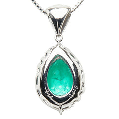 Pt900 プラチナ Pt850 プラチナ エメラルド2.14ct ダイヤ0.415ct ペアーシェイプ ペンダント ネックレス レディース 【中古】