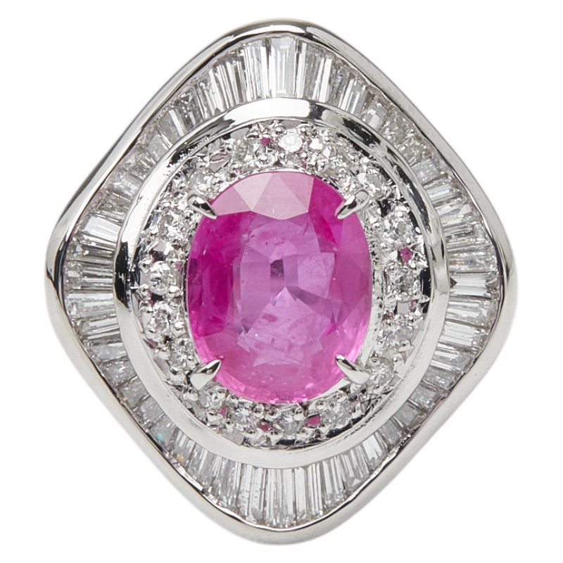 Pt900 プラチナ ピンクサファイア1.69ct ダイヤ0.66ct リング 指輪 レディース 12号 【中古】