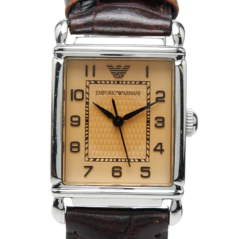エンポリオ アルマーニ 腕時計 AR-0404 クオーツ ベージュ文字盤 ステンレススチール メンズ Emporio Armani 【中古】