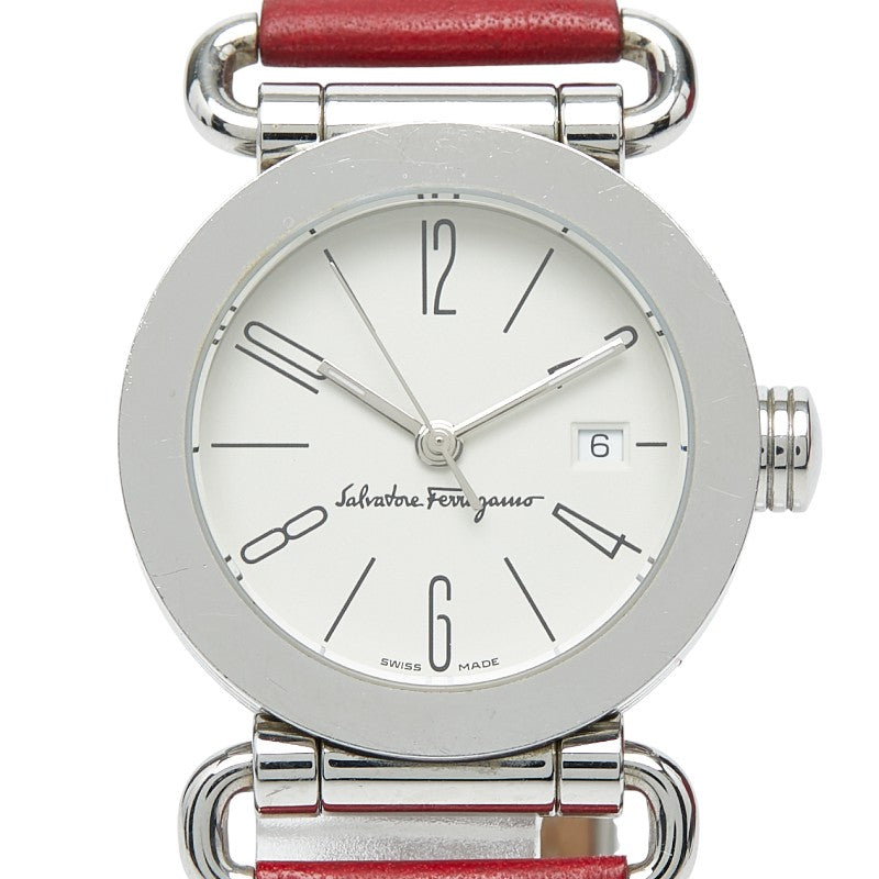 サルヴァトーレフェラガモ 腕時計 0130 スイス製クオーツ ホワイト文字盤 ステンレススチール レディース Salvatore Ferragamo 【中古】