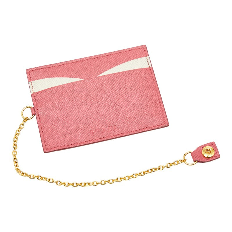 プラダ パスケース カードケース ピンク ホワイト サフィアーノレザー レディース PRADA 【中古】
