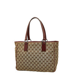 グッチ GGキャンバス トートバッグ ハンドバッグ 113017 ベージュ ボルドー キャンバス レザー レディース GUCCI 【中古】