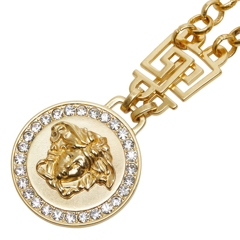 ヴェルサーチェ メデューサ ネックレス ゴールド メッキ ラインストーン レディース VERSACE 【中古】