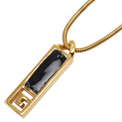 ジバンシー Gロゴ プレート ネックレス ゴールド ブラック メッキ レディース Givenchy 【中古】