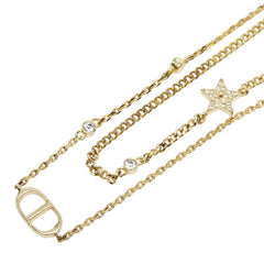 ディオール CDロゴ スター 星 ダブルチェーン ネックレス ゴールド メッキ レディース Dior 【中古】