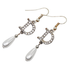 ディオール Dロゴ ピアス シルバー メタル フェイクパール ラインストーン レディース Dior 【中古】