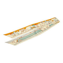 エルメス Les Chiens Parisiens パリジャンの犬 スカーフ イエロー オレンジ シルク レディース HERMES 【中古】