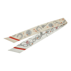 エルメス ツイリー C'EST LA FETE セ ラ フェット スカーフ ベージュ ホワイト シルク レディース HERMES 【中古】
