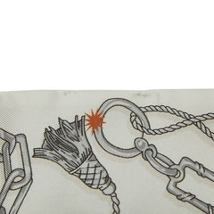 エルメス ツイリー C'EST LA FETE セ ラ フェット スカーフ ベージュ ホワイト シルク レディース HERMES 【中古】