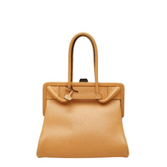 DELVAUX ドデルヴォー ロゴ ハンドバッグ ベージュ系 レザー レディース 【中古】