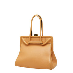 DELVAUX ドデルヴォー ロゴ ハンドバッグ ベージュ系 レザー レディース 【中古】