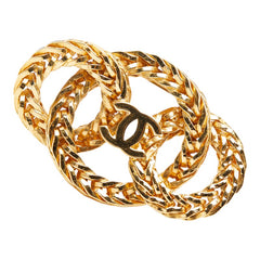 シャネル トリプルサークル ココマーク チェーン ブローチ ゴールド メッキ レディース CHANEL 【中古】