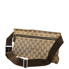 グッチ GGキャンバス ウエストバッグ ボディバッグ 28566 ベージュ ブラウン キャンバス レザー レディース GUCCI 【中古】