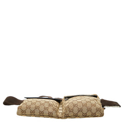 グッチ GGキャンバス ウエストバッグ ボディバッグ 28566 ベージュ ブラウン キャンバス レザー レディース GUCCI 【中古】