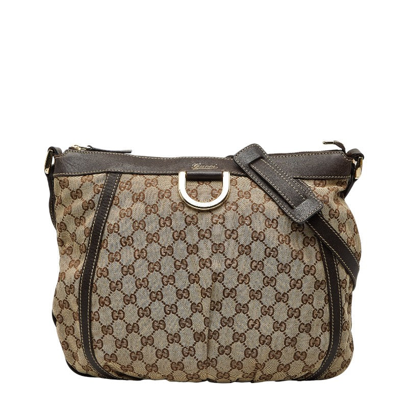 グッチ GGキャンバス アビー 斜め掛け ショルダーバッグ 204940 ベージュ ブラウン キャンバス レザー レディース GUCCI 【中古】