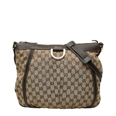 グッチ GGキャンバス アビー 斜め掛け ショルダーバッグ 204940 ベージュ ブラウン キャンバス レザー レディース GUCCI 【中古】