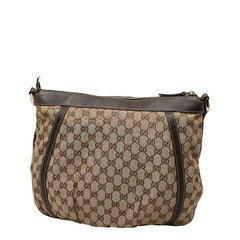 グッチ GGキャンバス アビー 斜め掛け ショルダーバッグ 204940 ベージュ ブラウン キャンバス レザー レディース GUCCI 【中古】