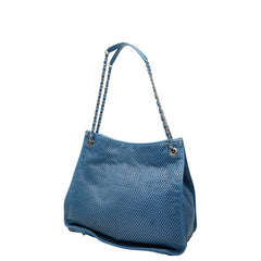 シャネル ココマーク メッシュ チェーン トートバッグ ライトブルー レザー レディース CHANEL 【中古】