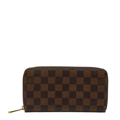 ルイ ヴィトン ダミエ ジッピーウォレット ラウンドファスナー 長財布 N60015 ブラウン PVC レザー レディース LOUIS VUITTON 【中古】