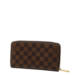 ルイ ヴィトン ダミエ ジッピーウォレット ラウンドファスナー 長財布 N60015 ブラウン PVC レザー レディース LOUIS VUITTON 【中古】