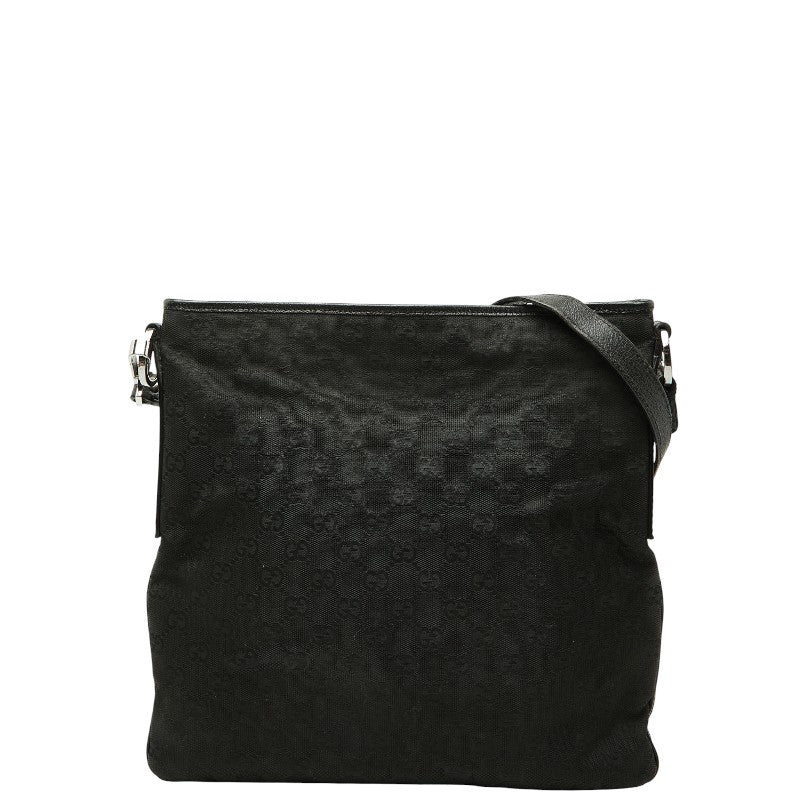 グッチ GGキャンバス 斜め掛け ショルダーバッグ 113013 ブラック キャンバス レザー レディース GUCCI 【中古】