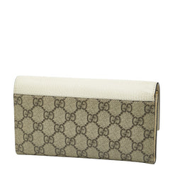 グッチ GGスプリーム GGマーモント 長財布 456116 ベージュ ホワイト PVC レザー レディース GUCCI 【中古】