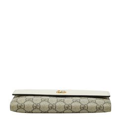 グッチ GGスプリーム GGマーモント 長財布 456116 ベージュ ホワイト PVC レザー レディース GUCCI 【中古】
