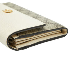 グッチ GGスプリーム GGマーモント 長財布 456116 ベージュ ホワイト PVC レザー レディース GUCCI 【中古】