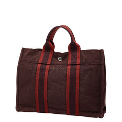 エルメス フールトゥ PM トートバッグ ハンドバッグ ボルドー ブラウン レッド キャンバス レディース HERMES 【中古】