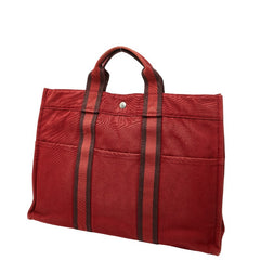 エルメス フールトゥ トートMM トートバッグ ハンドバッグ レッド キャンバス レディース HERMES 【中古】