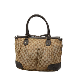 グッチ GGキャンバス ハンドバッグ ショルダーバッグ 2WAY 285730 ベージュ ブラウン キャンバス レザー レディース GUCCI 【中古】
