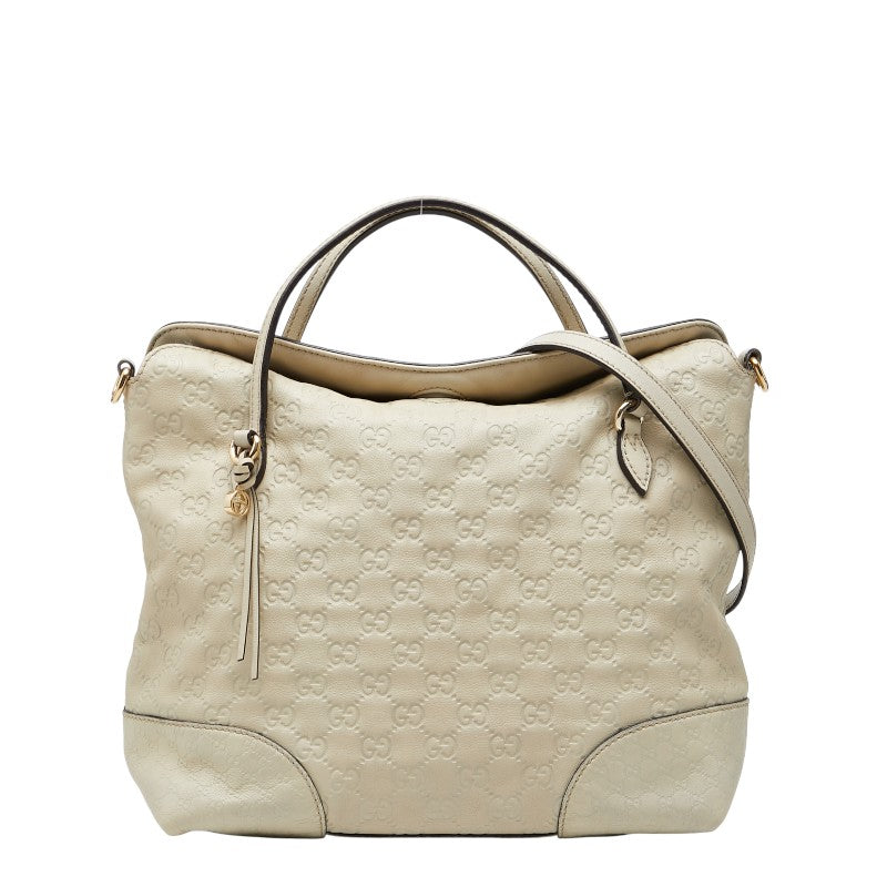 グッチ グッチシマ ハンドバッグ ショルダーバッグ 2WAY 353120 ベージュ アイボリー レザー レディース GUCCI 【中古】